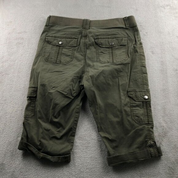 Lee Women Cargo Shorts Size 14 Medium Utility Relaxed Fit Outdoors Cropped Green - Picture 15 of 16